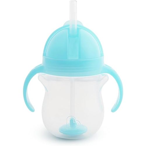 Munchkin Any Angle Sippy Cup for Toddlers, Weighted Straw Trainer Cup with Click Lock Lid, 7 Ounce, Blue