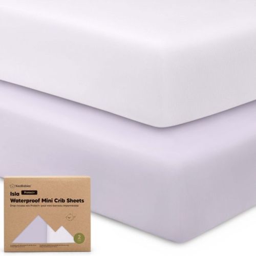 Keababies 2pk Isla Waterproof Mini Crib Sheets For Boy, Girl, Soft Pack And Play Sheets For Graco Pack And Play Mattress (lilac)