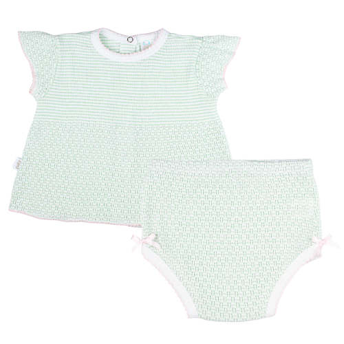 Paty Knit Flutter Sleeve Diaper Set with Bows - PatyInc