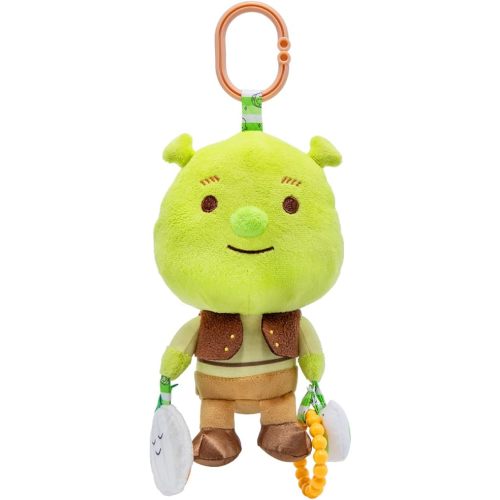 KIDS PREFERRED Shrek Activity Toy – Made with Super Soft Material & Features Jingle Bell, Child-Safe Mirror & Crinkle Sound – Use The C-Clip for Easy Hanging as On-The-Go Baby Toy for Boys & Girls