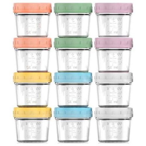 Glass Baby Food Storage Containers 12 Pack 4oz Baby Food Jars Reusable With Lids Bpa-free Leakproof Freezer, Microwave, Dishwasher Safe Baby Food Jars