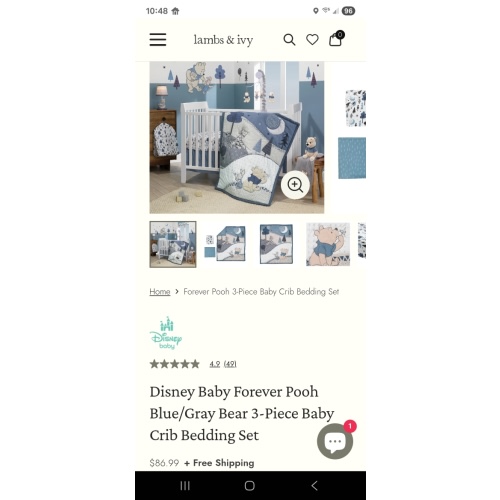 Disney Baby Forever Pooh Blue/Gray Bear 3-Piece Baby Crib Bedding Set – Lambs & Ivy