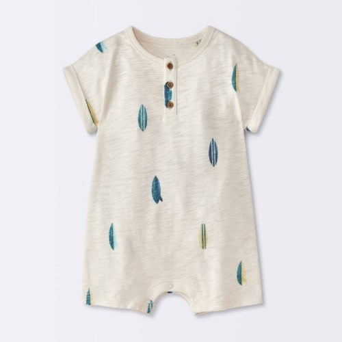 Baby Boys' Printed Romper - Cloud Island™ Cream 3-6M