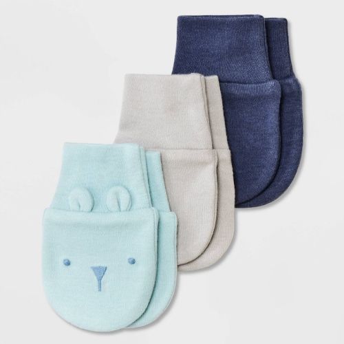 Baby Boys' 3pk Cotton Mittens - Cloud Island™ Blue