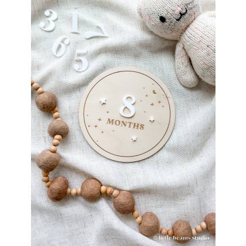 Wood Starry Night Round Milestone Cards | Monthly Milestone Markers | Boho Interchangeable Milestone Card | Baby Shower Gift | Photo Prop
