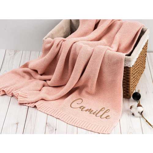 Personalized Baby Blanket with name,Newborn Baby Gift,Embroidered Baby Blanket,Soft Breathable Cotton Knit blanket,baby shower Gifts