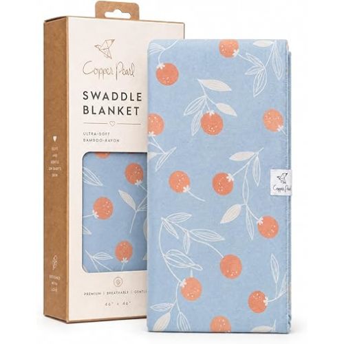 Copper Pearl Swaddle Blankets for Newborns | Soft Stretchy Receiving Blankets for Boys and Girls | Large 46 x 46 Inch Baby Blankets | Lightweight and Breathable Swaddles | Clementine
