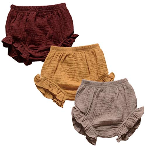 3PC Shorts Set Newborn Baby Girls Boys Pants Cotton Linen Blend Cute Floral Bloomers Triangle Shorts