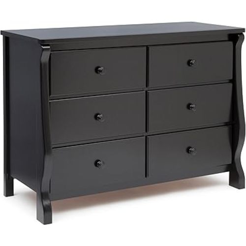 Delta Children Universal 6 Drawer Dresser with Interlocking Drawers, Ebony Black