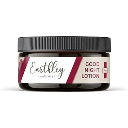 Earthley Wellness, Good Night Lotion, Magnesium Lotion, Apricot Oil, Shea Butter, Mango Butter, Candelilla Wax, Lavender Essential Oil, Lavender Scent (6oz, Regular)