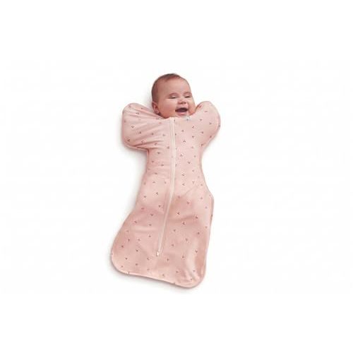 "Love to Dream Swaddle Up Bamboo, Arms Up Position, Soft and Luxurious 95% Viscose from Bamboo,5% Elastane Wearable Blanket 1.0 TOG - (20-24°C) Ideal for Moderate Temps(Cherries Blush,Medium, 6–8.5kg)