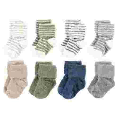 Hudson Baby Boy's Chenille Socks, Green Blue Stripe