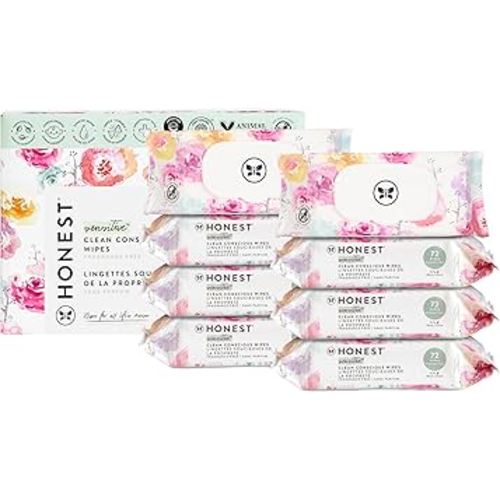 The Honest Company Clean Conscious Multi-Use Wipes | Hypoallergenic + Unscented for Sensitive Skin | Over 99% Water, Compostable, Plant Based, Baby Wipes | Rose Blossom, 576 Count