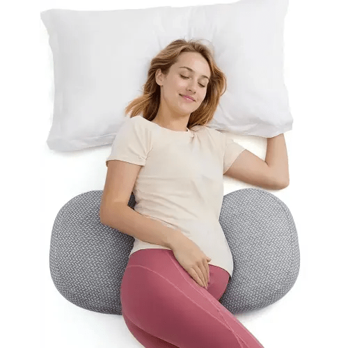 Momcozy Portable Pregnancy Pillow – W Shaped Maternity Support for Side Sleepers, Adjustable Travel Wedge Pillow for Back, Belly, and Hip Relief, Ideal for Pregnant Women, Deep Grey