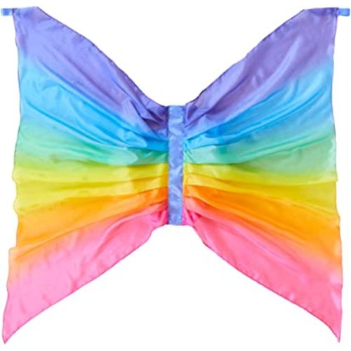 Sarah's Silks Rainbow Fairy Wings | Butterfly Costume for Kids, Real Natural Silk Montessori Waldorf Toys Dress Up for Pretend Play | Hand Dyed Toy for Girls and Boys Ages 3-8