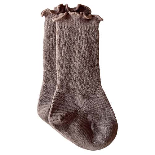 Lettuce Edge Socks, Light Brown
