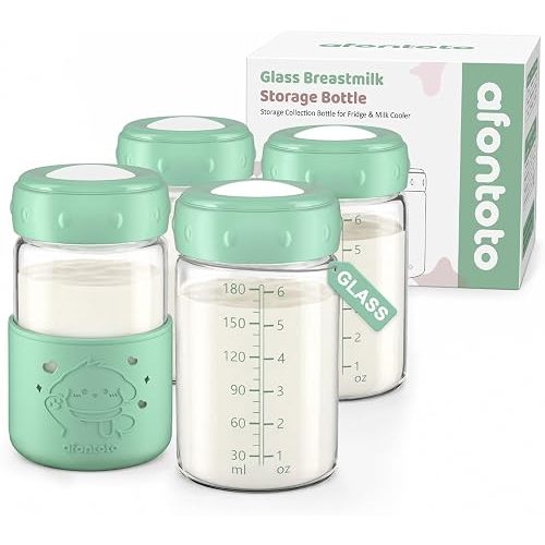 Glass Breastmilk Storage Bottles, Replacement Spectra Pump Bottles, BPA Free Wide Neck Borosilicate Glass Breast Milk Collection Baby Bottle with Silicone Sleeve, Breastfeeding Essentials, 6oz, 4 PCS