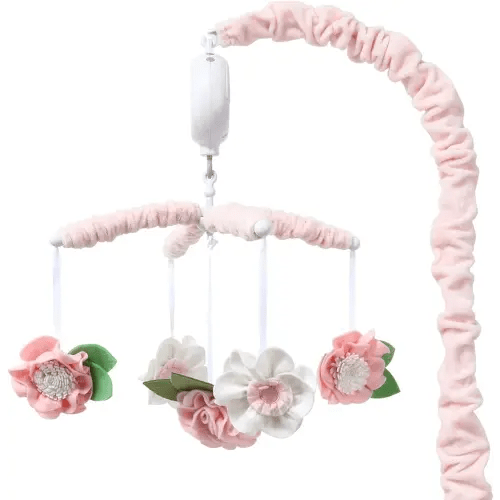 The Peanutshell Crib Mobile for Girls - Pink Musical Baby Crib Mobile with 12 Lullabies, Flower Baby Pink Floral Nursery Decor