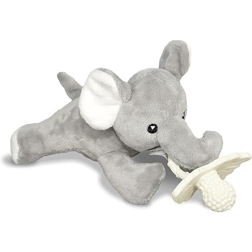 RaZbaby RaZbuddy RaZberry Teether/Pacifier Holder w/Removable Baby Teether Toy - 0M+ - Bpa Free (Elephant)