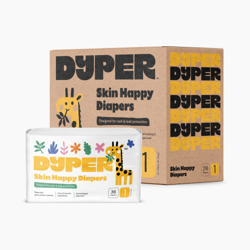 DYPER Simply Kind Diapers - Monthly Box - Size 1, 216 Count