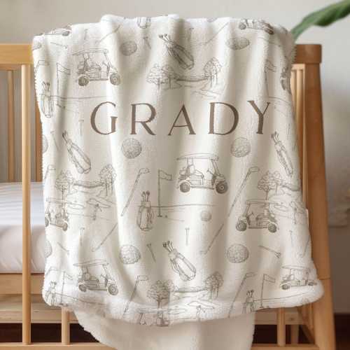 Personalized Blanket Golf Nursery Decor Boy Sport Nursery Bedding Golf Baby Shower Gift Idea Custom Baby Name Blanket Hospital Gift Newborn