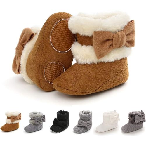 E-FAK Baby Boy Girl Boots Newborn Shoes Winter Snow Bowknot Anti-Slip Soft Sole Warm Infant Toddler Prewalker Booties
