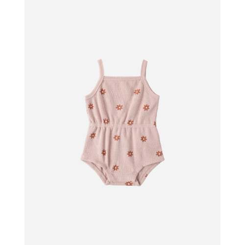 Waffle Cinch Romper Pink Daisy – Quincy Mae