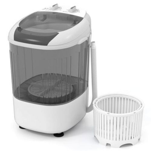 Costway Portable Washing Machine 5.5 lbs Mini Top Load Washer with Removable Spin-Dry Tub Gray