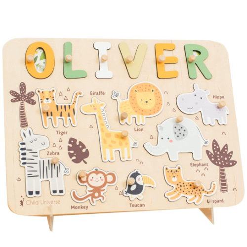 Name Puzzle For Kids Personalized Wooden Name Puzzle Board With Custom Design Gifts For Toddlers 1-3 Years Old Custom Name Puzzle Baby Room Decor Montessori Gift Boys And Girls (Сhoose Design)