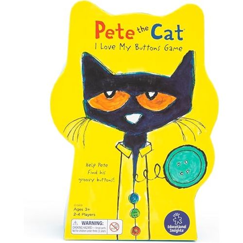 Educational Insights Pete The Cat I Love My Buttons Game - Preschool Board Games for Kids, Toddler Fine Motor Skills, Color Matching Kids Games and Fun Gifts for Girls and Boys Ages 3+