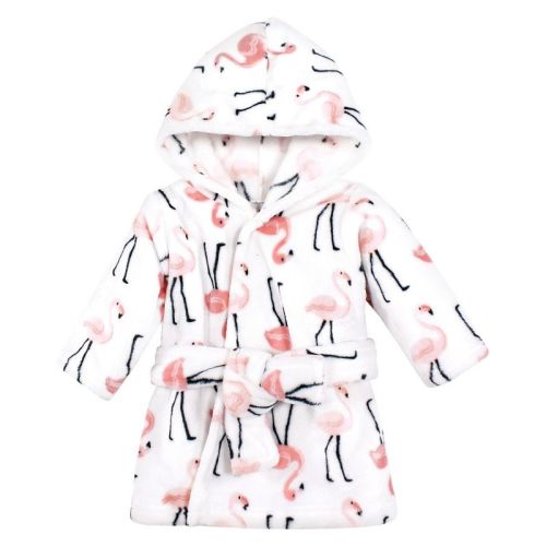Hudson Baby Unisex Baby Plush Animal Face Bathrobe, Flamingo, 0-9 Months