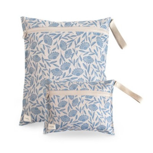 Water Resistant Wet Bag Blue Flowers  One Size