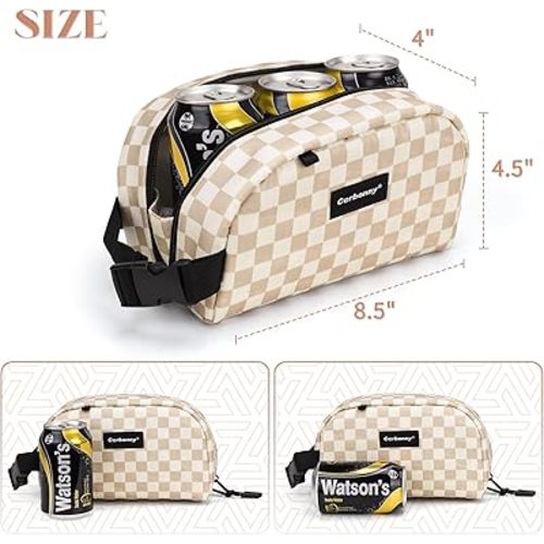Freezable Cooler Bag - Khaki Checkerboard