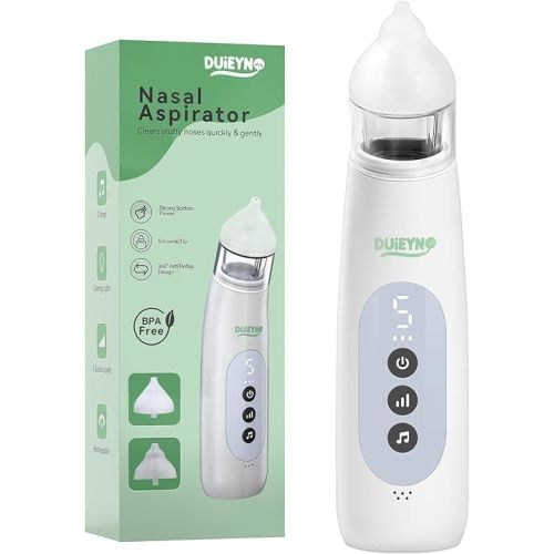 DUIEYNO Baby Nasal Aspirator, Electric Nasal Aspirator, Automatic Nasal Cleanser for Baby & Toddler, 5-Speed Adjustable Suction Power, Relieve Nasal Congestion, Low Noise (White)