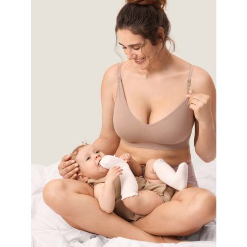 MOMANDA Women's Seamless Soft Knit Nursing Bra
