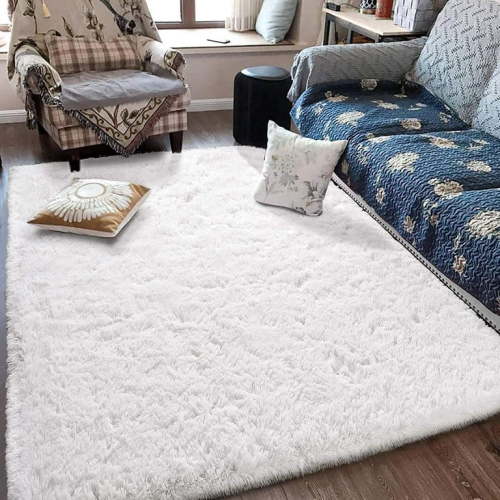 Noahas Soft Fluffy Area Rug for Living Room Bedroom Shaggy Accent Carpets for Kids Girls Rooms Cream,5x8ft