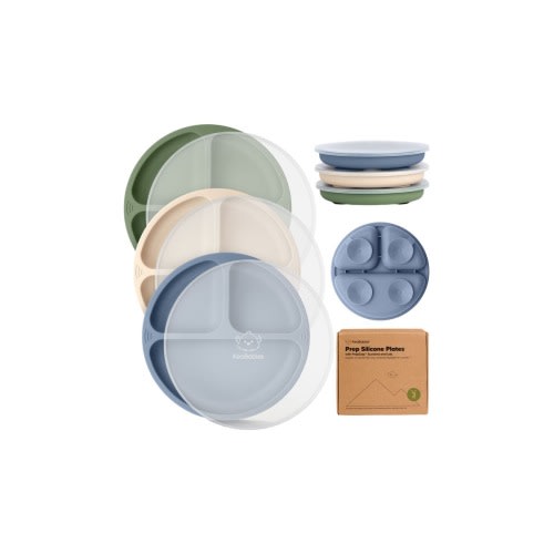 3-Pack Prep Silicone Suction Plates with Lids