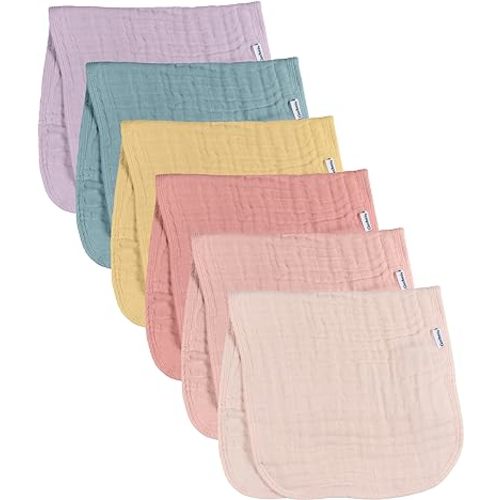 Gerber Baby Unisex Muslin Burp Cloths 6-Pack, Multi Rainbow, Large Size 20" x 10"