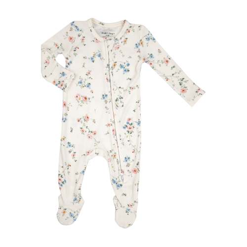 Rib 2 Way Zipper Footie - Climbing Roses