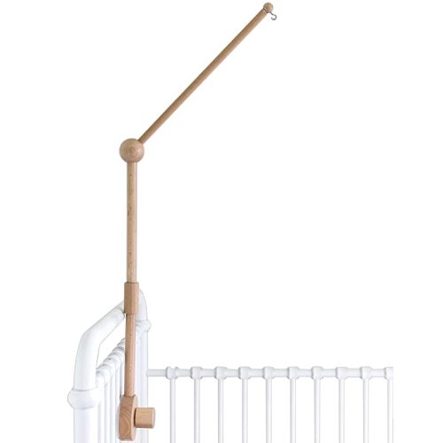Wooden Baby Crib Mobile Arm - Baby Mobile Holder Arm (31 inch, 100% Natural Beech Wood) - Strong Anti Slip Attachment - Nursery Décor