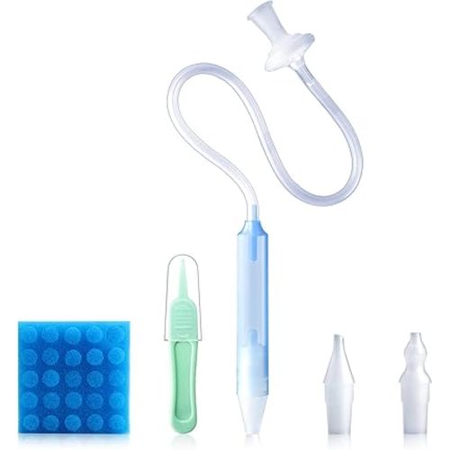 Baby Nasal Aspirator with 25 Hygiene Filters 2 Silicone Tips with Nose Cleaning Tweezer