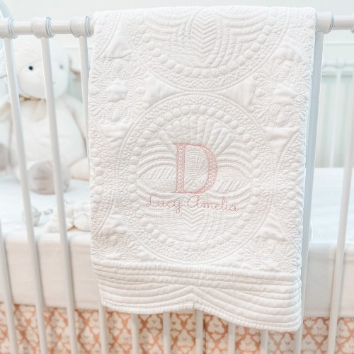 Monogrammed Heirloom Baby Quilt | Baby Gift Personalized | Baby Shower Gift | Personalized Baby Blanket | Monogrammed Baby Name Blanket