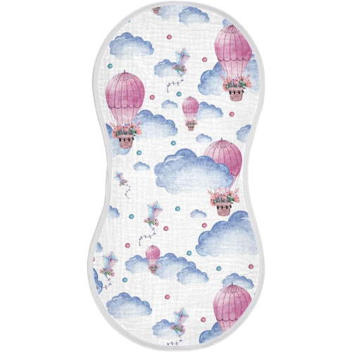 Hot Air Balloon Muslin Baby Burp Cloths - Super Absorbent and Soft Burping Rags - Cotton Burp Clothes Set for Boys and Girls 4 Pack