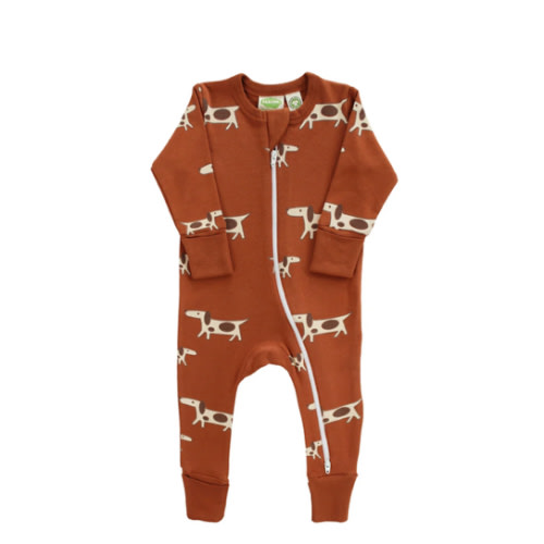 Organic Signature Print '2-Way' Zip Romper - Long Sleeve