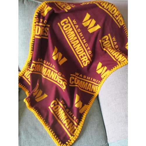 WASHINGTON COMMANDERS Baby Blanket, Fleece with Hand Crocheted Edging