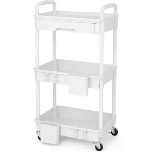 3 Tier Rolling Utility Cart with Drawer,REBECAT Utility Cart Made of Multifunctional Storage Organizer Tool for Kitchen,Bathroom,Living Room,Office(Black) - Google Search