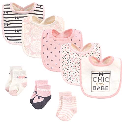 Hudson Baby Unisex BabyCotton Bib and Sock Set