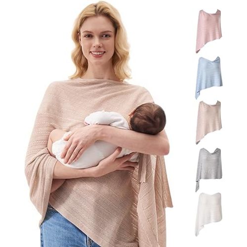 Momcozy Ultra-Light Nursing Cover for Breastfeeding, Soft Breathable Tencel™ Lyocell Fabric, Multi-Use Feeding Shawl, Newborn Essentials Must Haves(Shallow Brown)