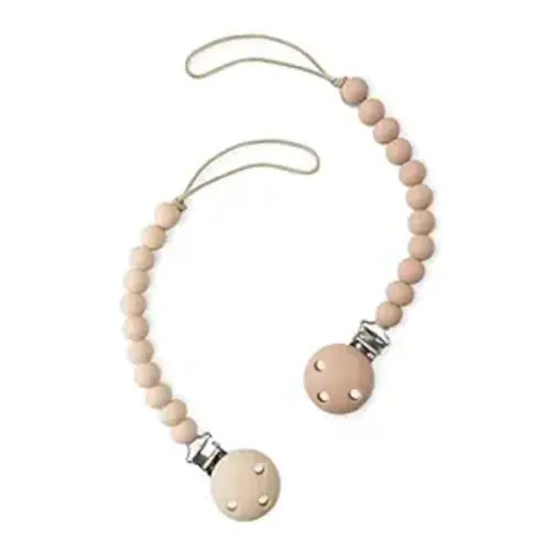 Comfy Cubs Pacifier Clips 2 Pack - 100% Food Grade Silicone Baby Pacifier Clips, BPA & PVC Free - CPSIA Certified, Lightweight and Flexible Baby Gifts - Beige & Light Beige