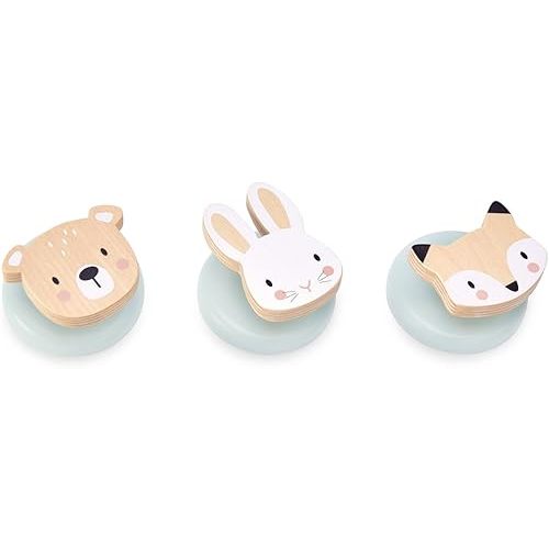 Tender Leaf Toys Forest Hooks - Nursery Decor Children's Furniture Wall Hanging Clothes Pegs with Bear Rabbit and Fox Faces